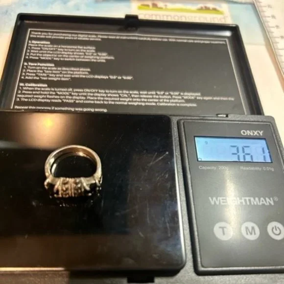 VTG 925 Sterling Black Onyx Marcasite RING - Picture 9 of 10